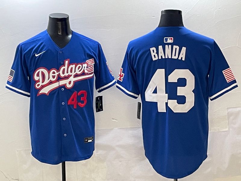 Men Los Angeles Dodgers 43 Banda Blue Second generation Joint Name Nike 2025 MLB Jersey style 3